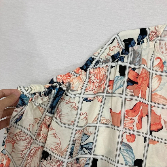 New Rafaella Plaid Floral Multi Color V Neck Relaxed Fit Pullover Top 2X - Picture 3 of 9